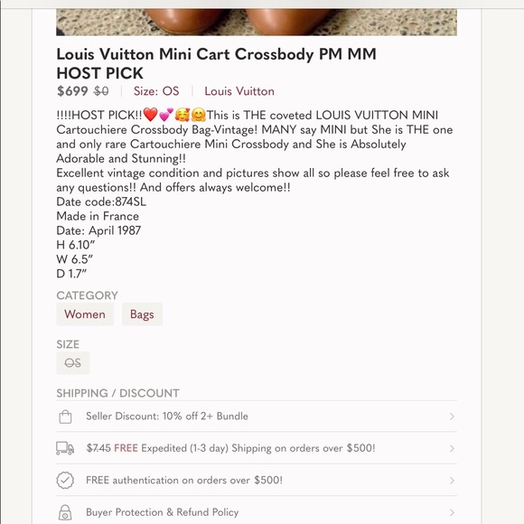 Louis Vuitton Mini Cart Crossbody PM MM HOST PICK - Picture 16 of 16